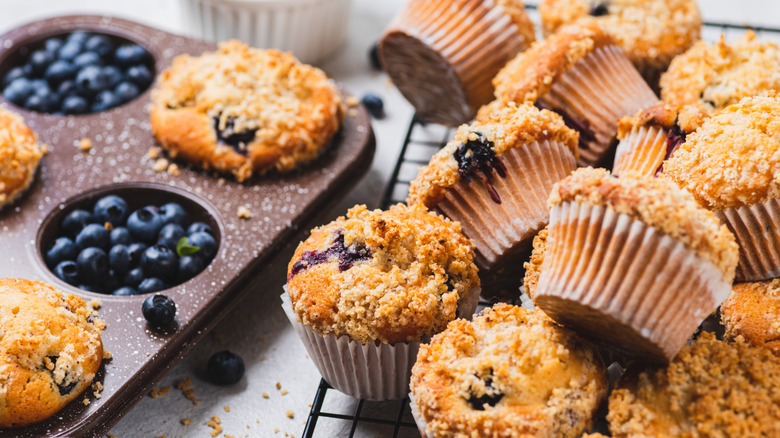 Pile of blueberry muffins