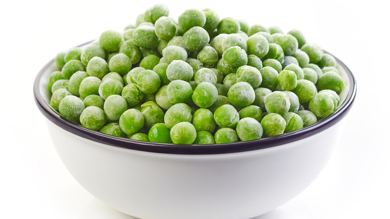 Frozen peas in a bowl