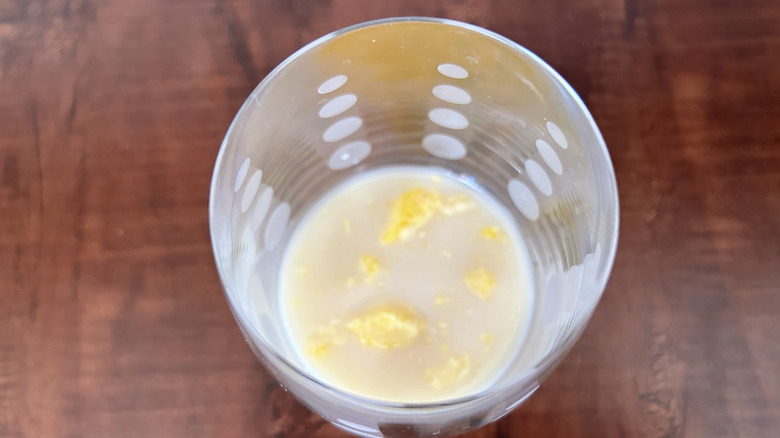 overhead image of Aldi eggnog wine