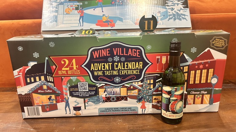 A bottle of German Riesling in front of Aldi's Advent Calendar