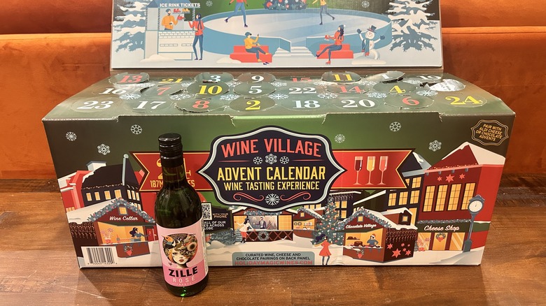 A bottle of French Rosé in front of Aldi's Advent Calendar