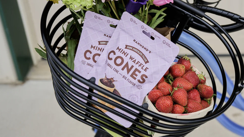 mini waffle cones in basket