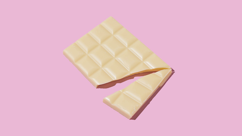 A broken white chocolate bar