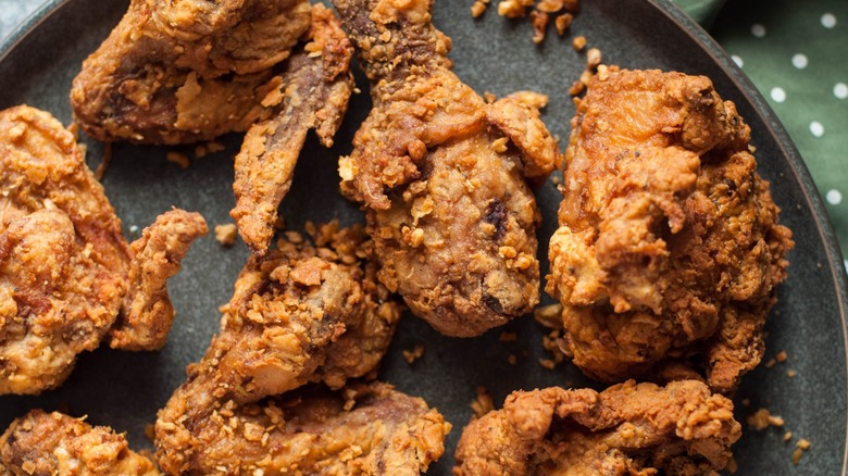 A plate of crispy fried chicken