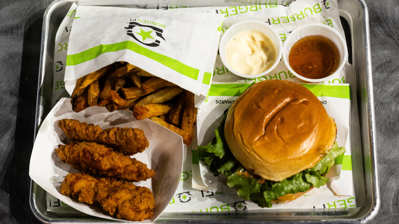 A BurgerFi meal on tray