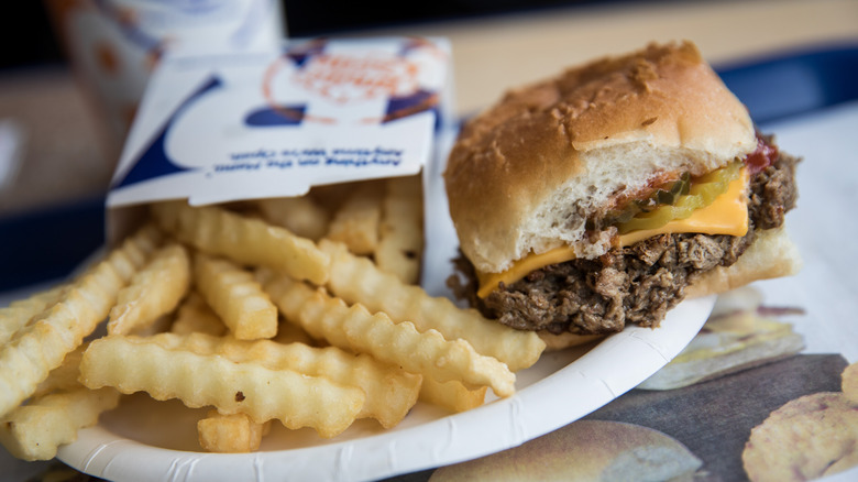 White Castle slider and fries