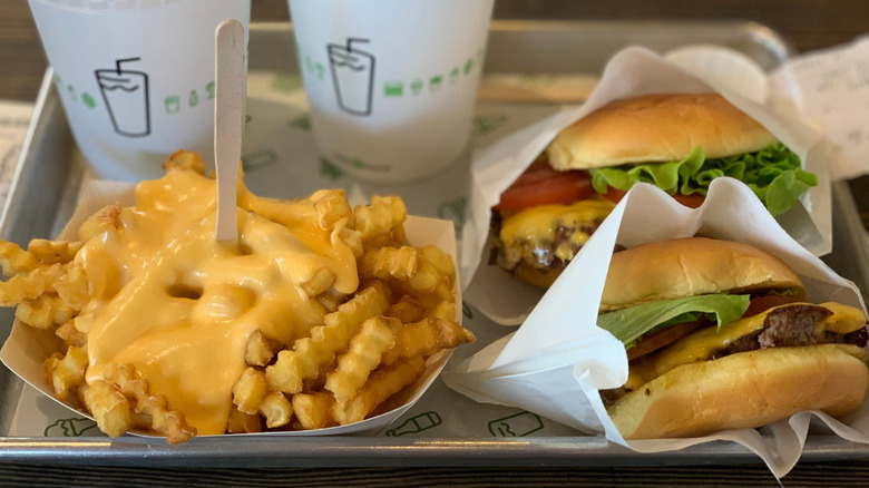 Shake Shack burgers on tray