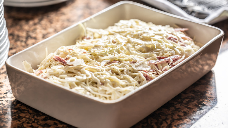 Coleslaw in serving dish