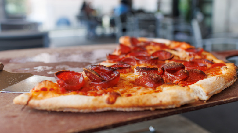 Slices of pepperoni pizza