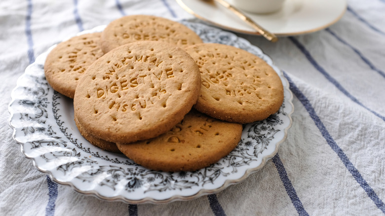 plate of digestive biscuits