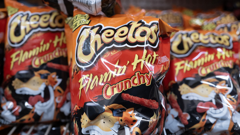 Bags of Flamin' Hot Cheetos