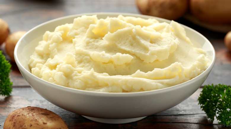 Bowl of creamy mashed potatoes