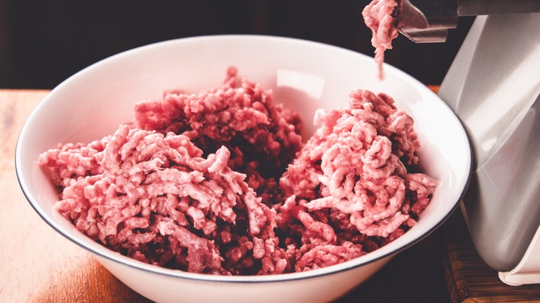 Fresh ground meat in a bowl