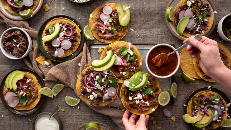 Tacos with salsa and different toppings