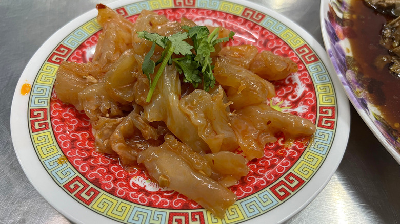 jellyfish salad with sesame oil and cilantro