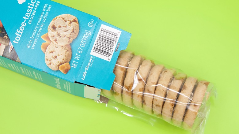 An opened box of gluten-free Toffee-tastic cookies