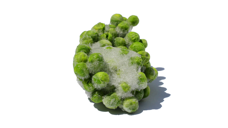 Clump of frozen peas