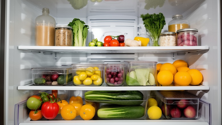 Veggies in a refrigerator