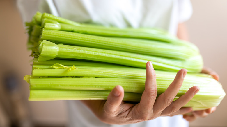 celery stalks being carried