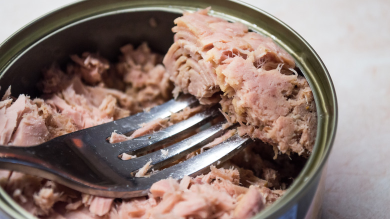 can of tuna with fork