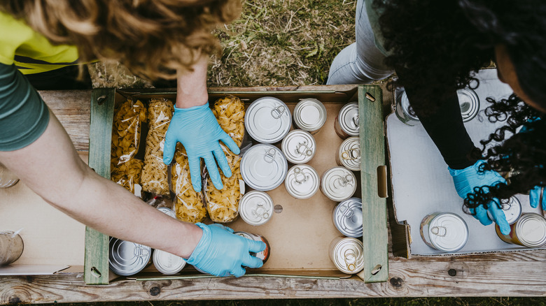 cans of food being organized