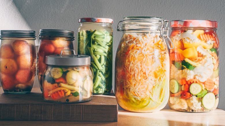 various canned fruits and veggies