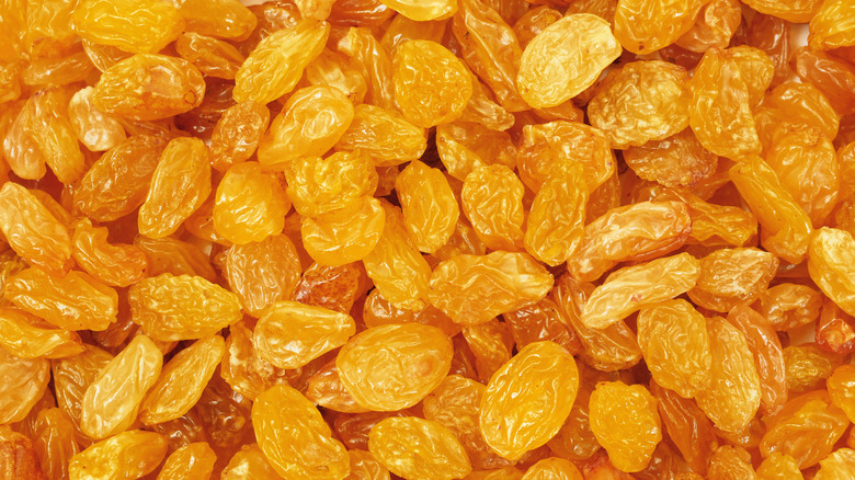 Close-up of golden raisins