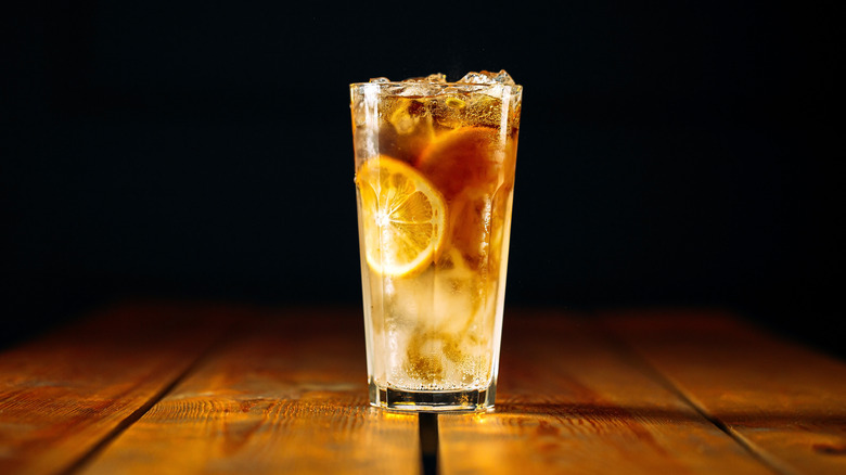 Long Island Iced Tea with black background