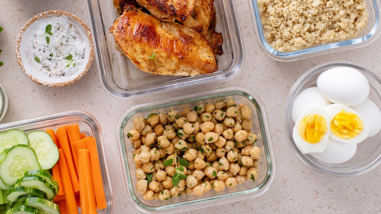 Add various chopped vegetables to a bean salad for textural variety.