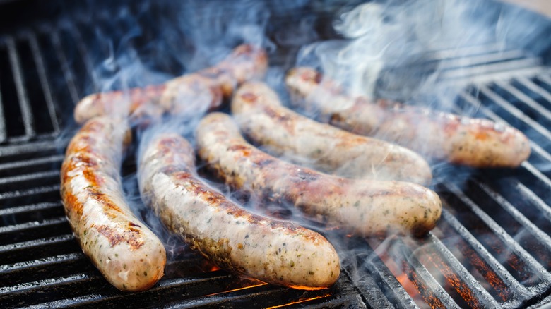 Bratwurst on grill