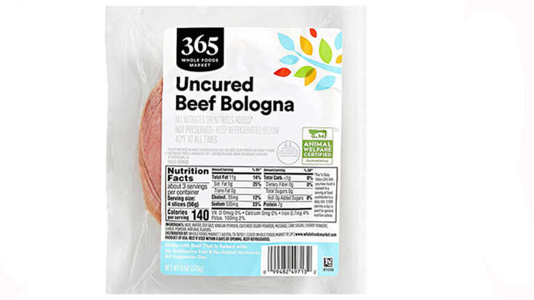 Package of 365 Whole Foods Uncured Beef Bologna