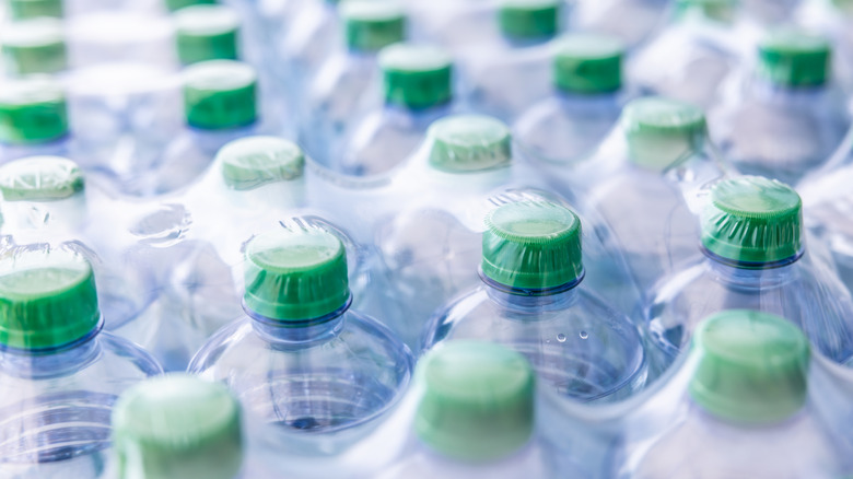 Sealed rows of water bottles