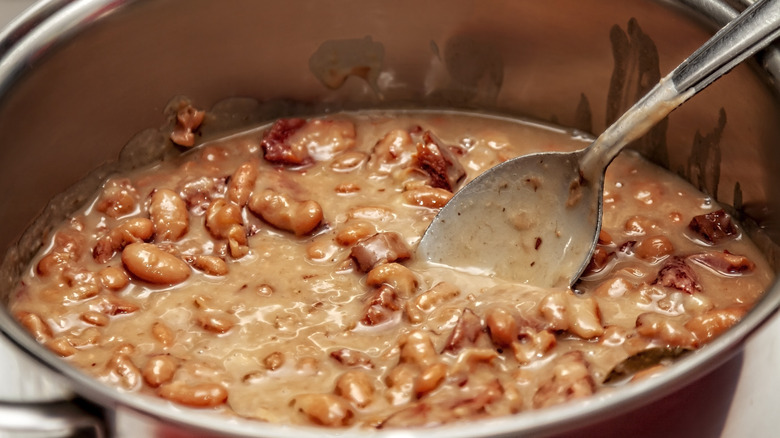 Pot of beans cooking