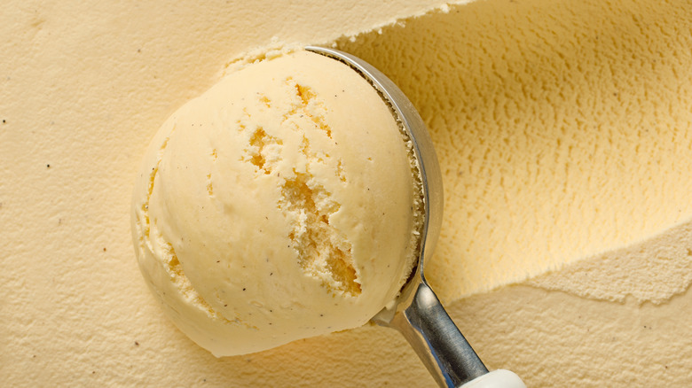 Vanilla ice cream being scooped