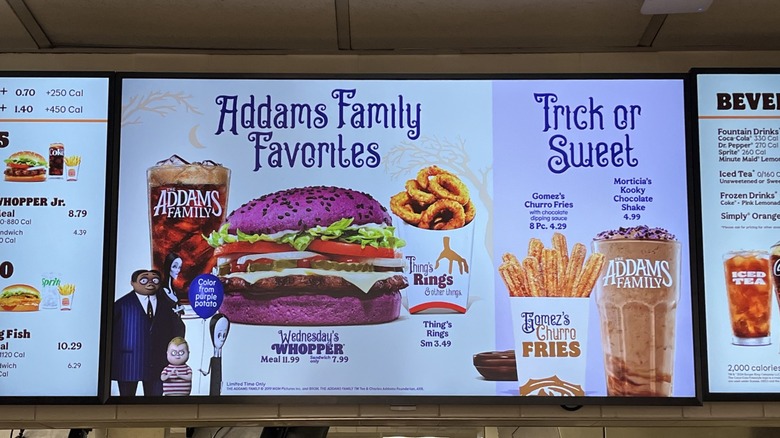 themed Burger King menu