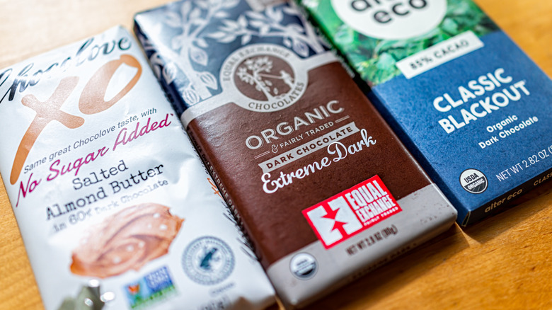 Fair trade and organic chocolate bars