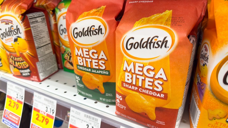 goldfish crackers on store shelf