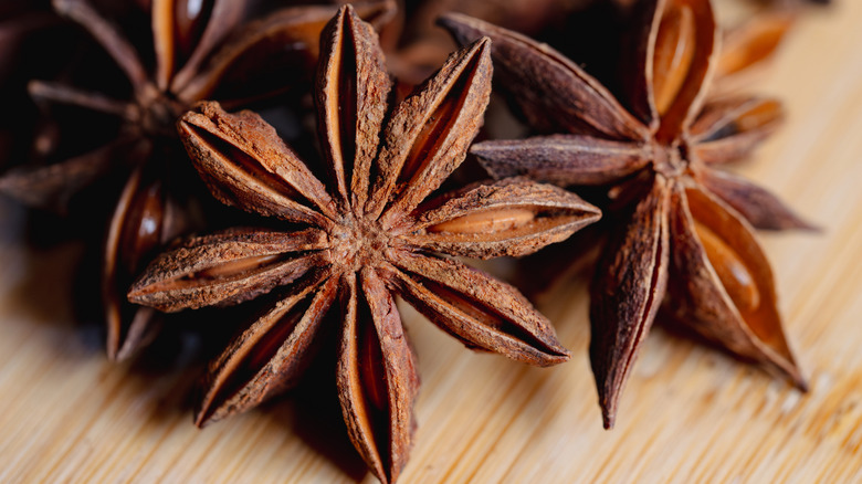 A close-up image of star anise pods.