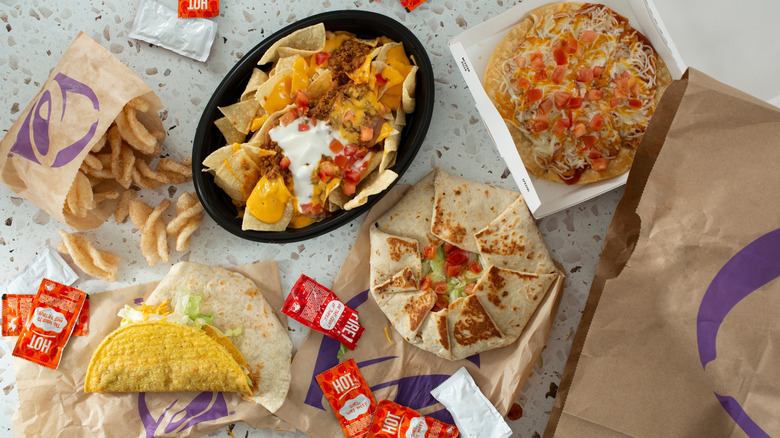 taco bell food laid out on a table