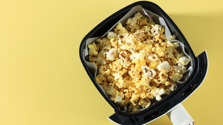 popcorn in air fryer basket