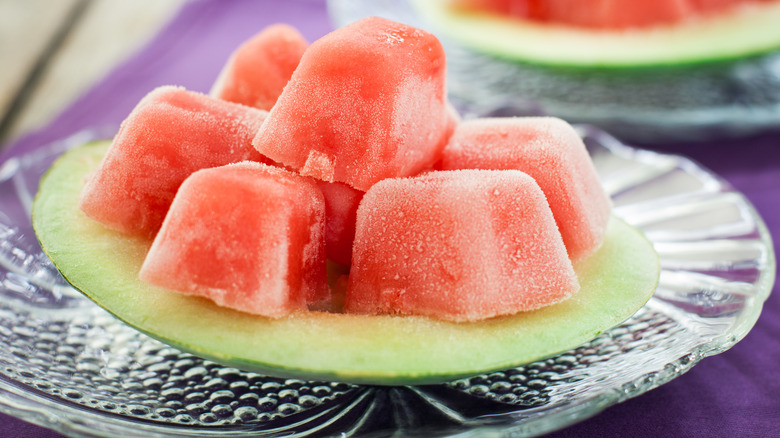 Watermelon ice cubes