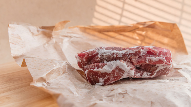 freezer burned meat on butcher paper