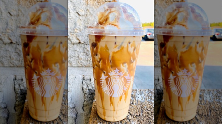 A close-up of the Hocus Pocus Latte from Starbucks