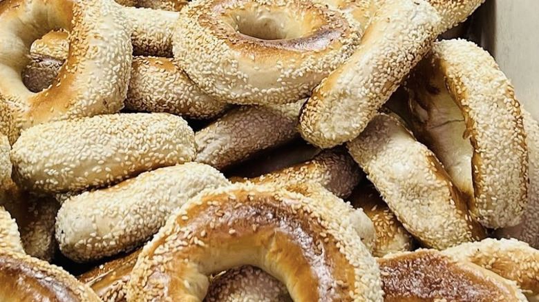 Old Bagel House pile of sesame seed Montreal bagels