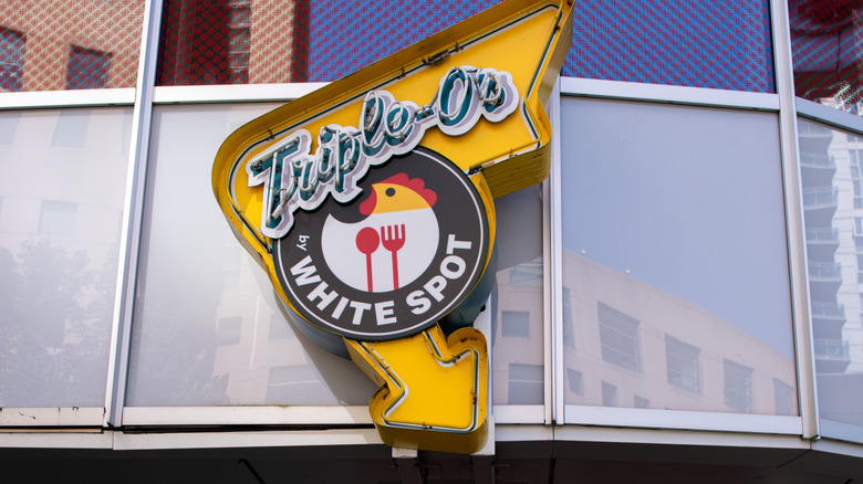 Sign advertising Triple-O's and White Spot in Canada