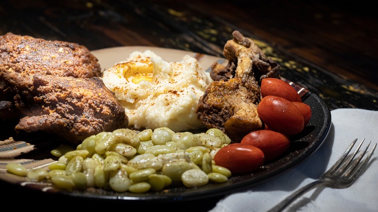 Lima beans with other food on plate