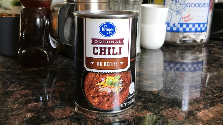 Kroger chili can on counter