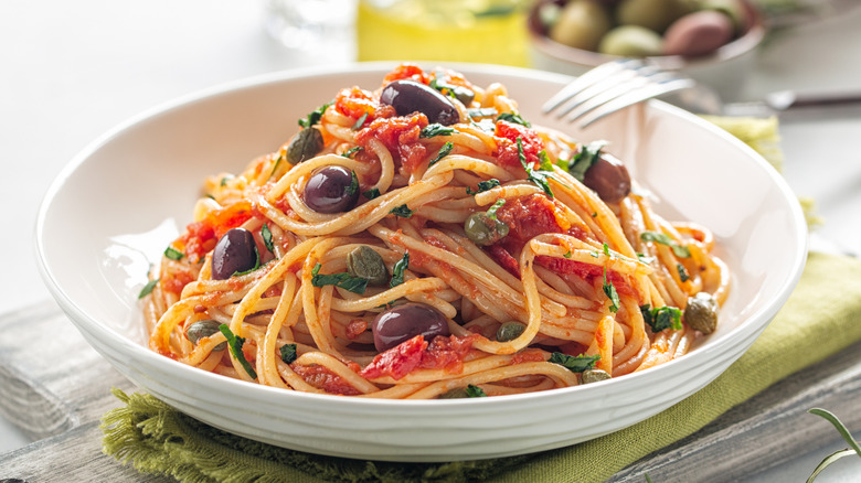 pasta alla puttanesca with capers