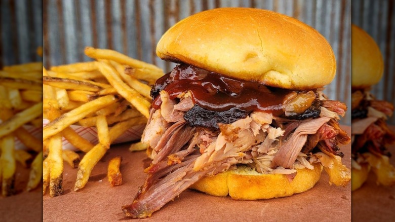 Sugarfire Smokehouse pulled pork sandwich