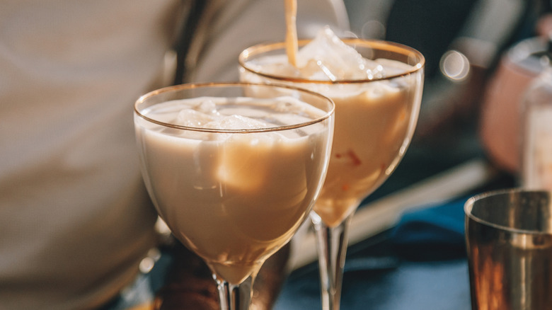 Coffee cocktails poured into glasses